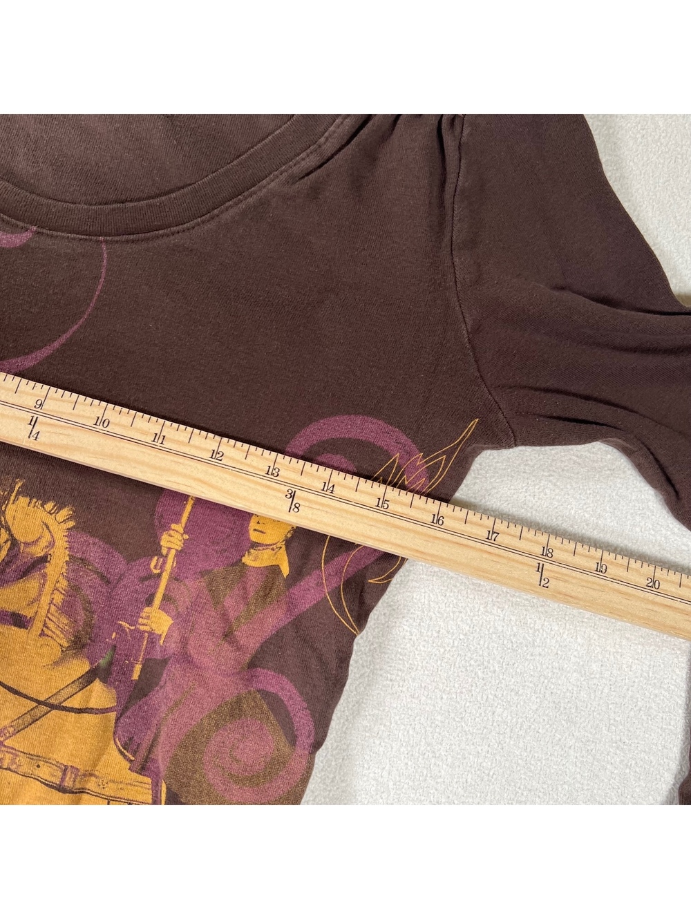 Vintage Y2K brown colorful printed long sleeve top Size S/M - Picture 5 of 6